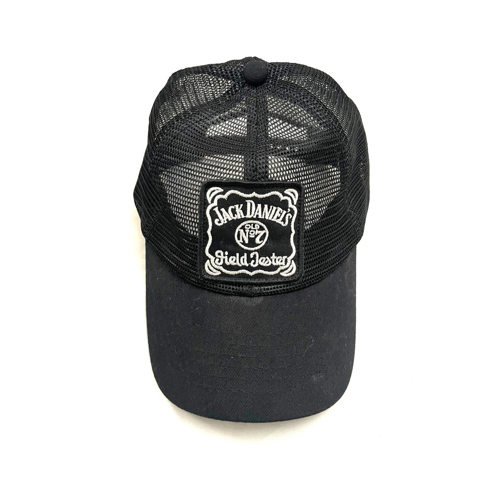 Vintage Jack Daniels Field Tester Trucker Hat Mens OSFA Black Mesh Snapback Cap